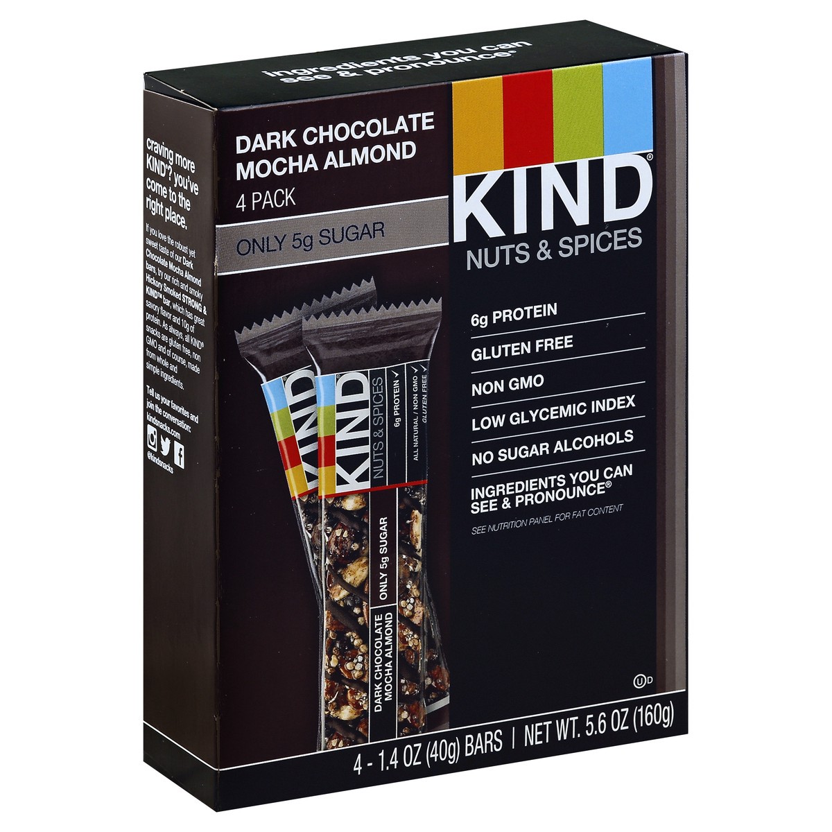 slide 4 of 8, Kind Dark Chocolate Mocha Almond Nutrition Bars, 4 ct