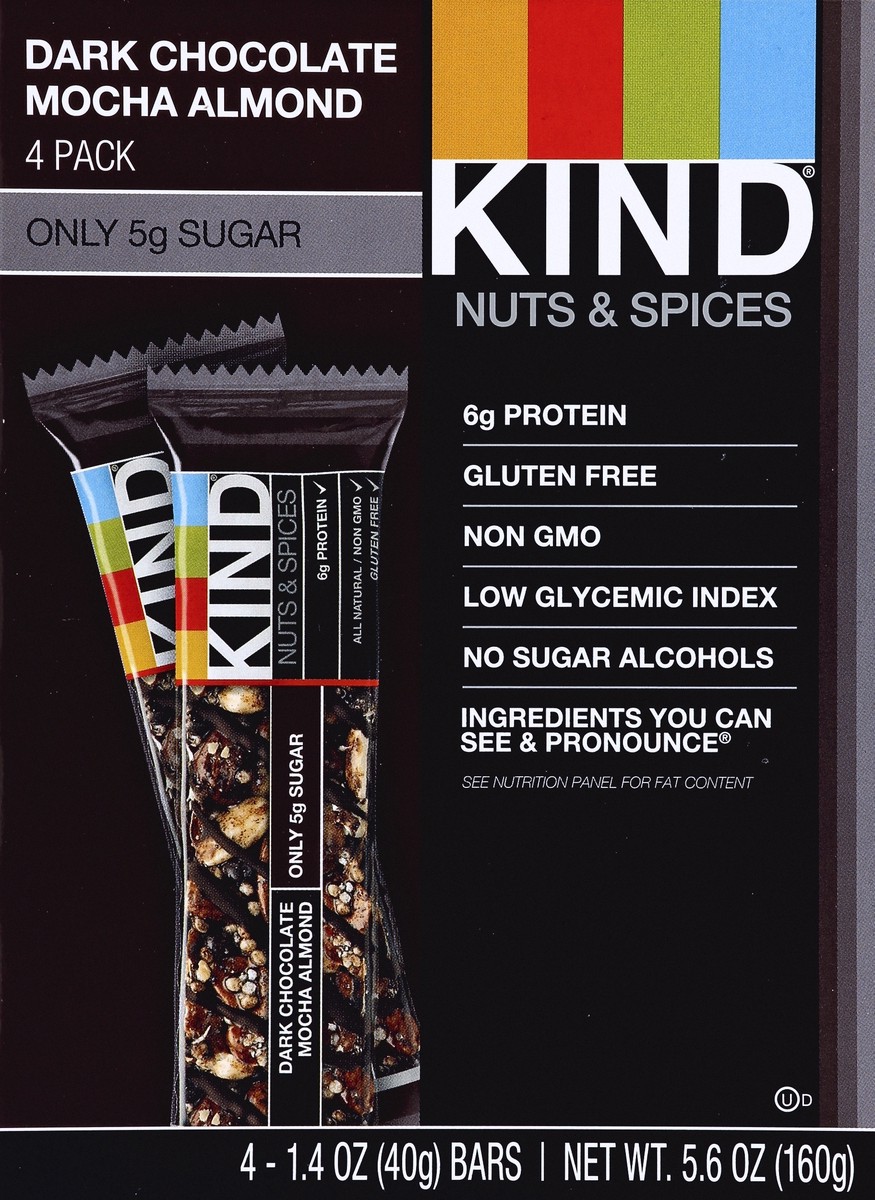 slide 1 of 8, Kind Dark Chocolate Mocha Almond Nutrition Bars, 4 ct