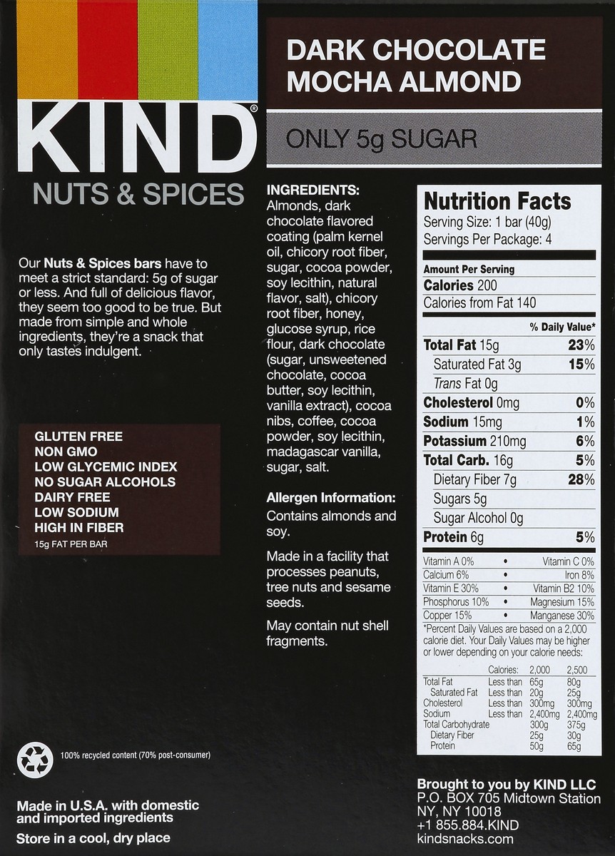 slide 6 of 8, Kind Dark Chocolate Mocha Almond Nutrition Bars, 4 ct