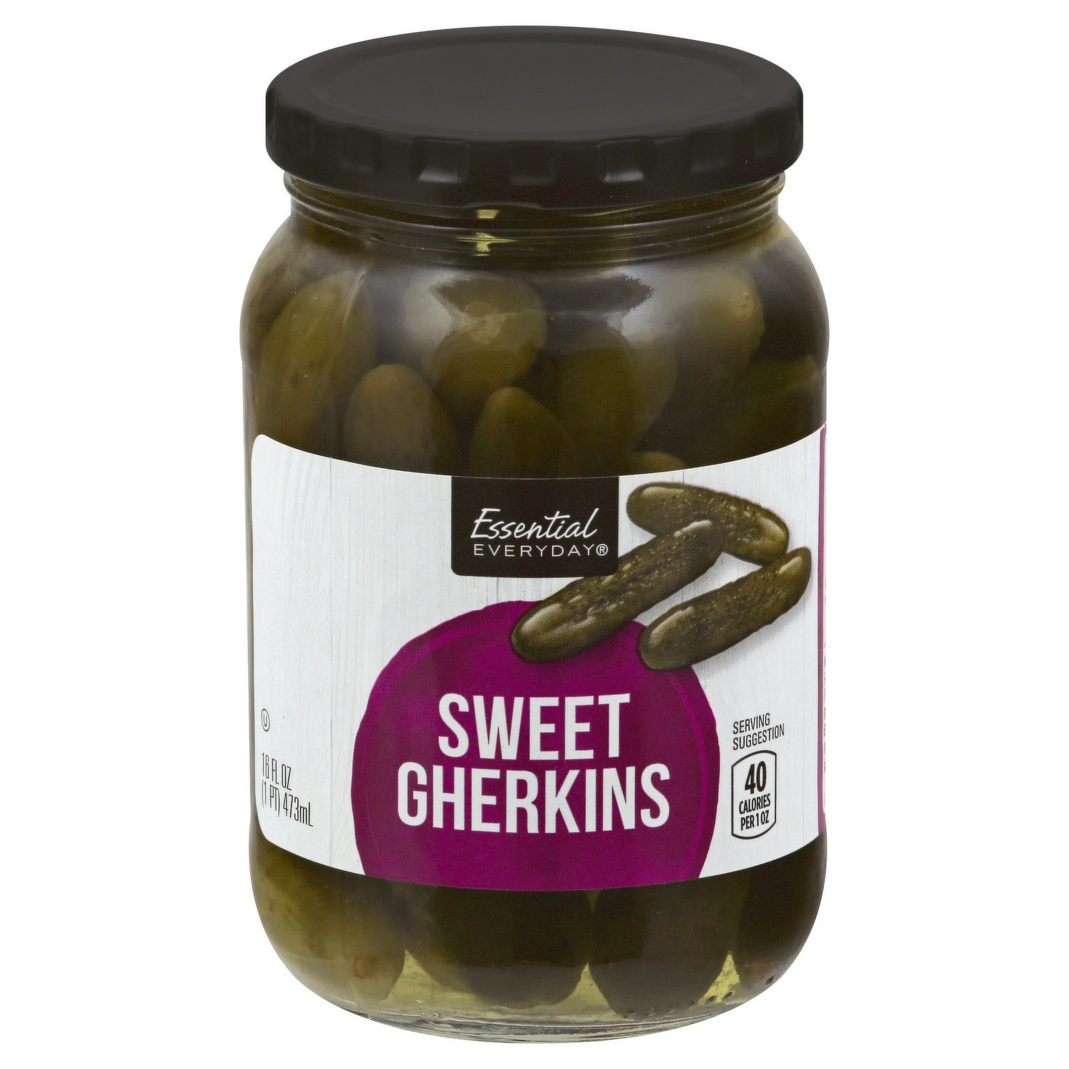 slide 1 of 1, Essential Everyday Sweet Gherkins, 16 fl oz