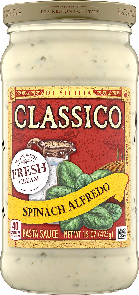 slide 13 of 13, Classico Spinach Alfredo Pasta Sauce, 15 oz Jar, 15 oz