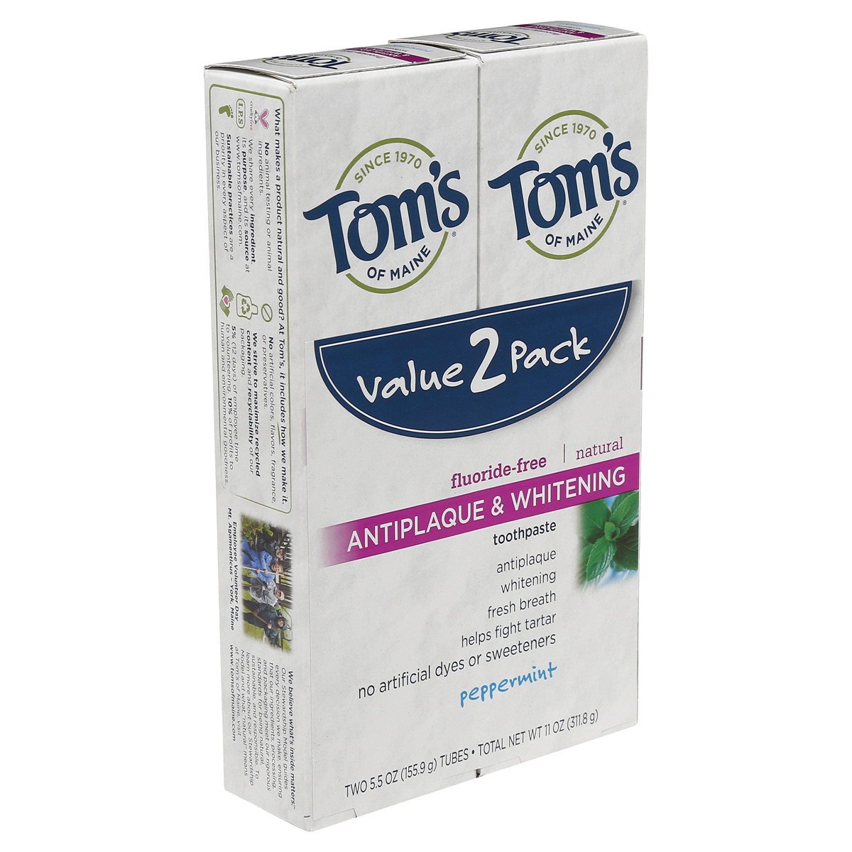 slide 7 of 8, Tom's of Maine Antiplaque and Whitening Peppermint Natural Toothpaste, 2 ct; 5.5 oz