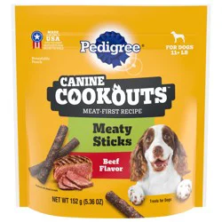 Pedigree Canine Cookouts Meaty Sticks Beef Flavor Treats for Dogs 5.36 oz