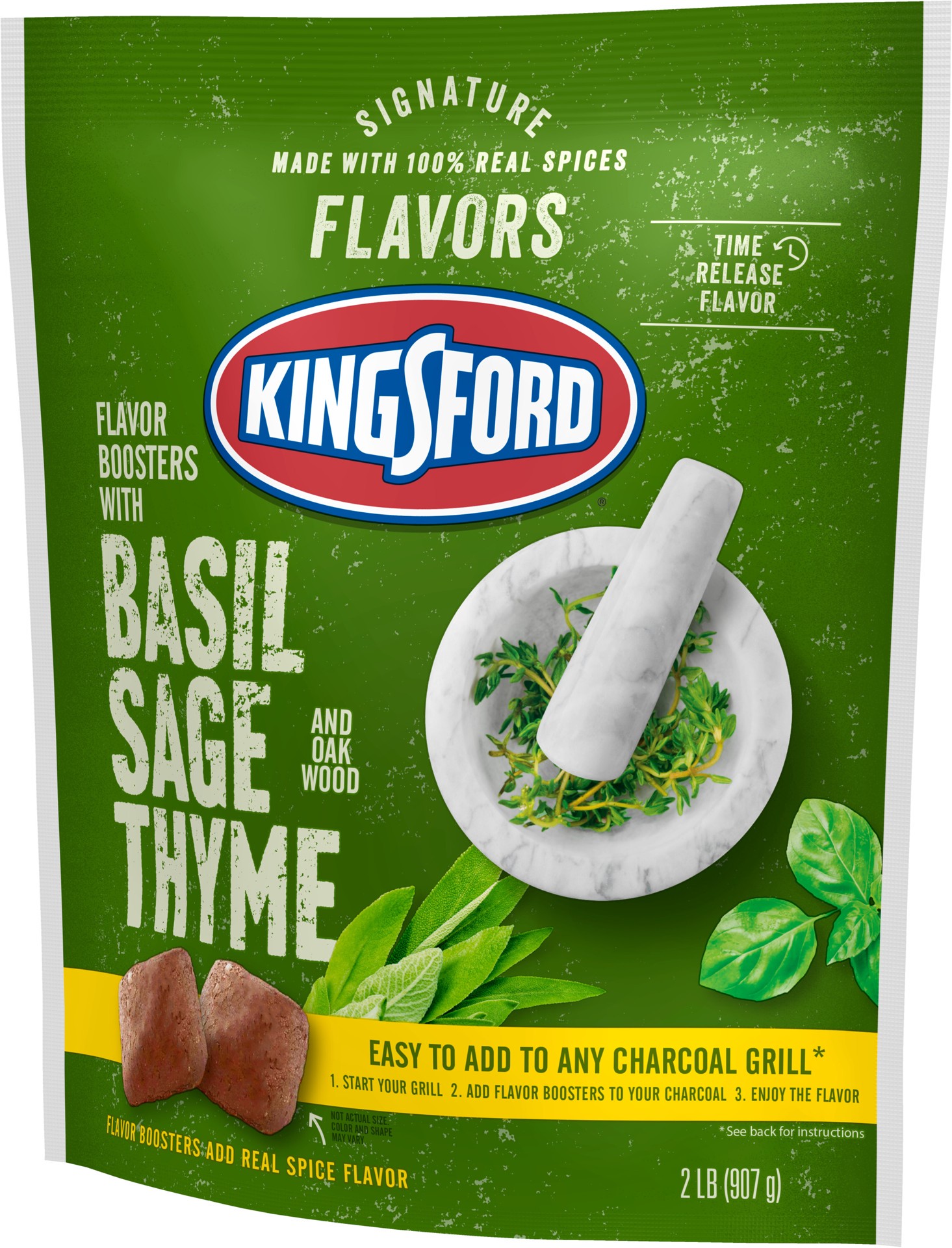 slide 3 of 5, Kingsford Signature Flavors Flavor Boosters with Basil, Sage and Thyme, 2 Pounds, 2 lb