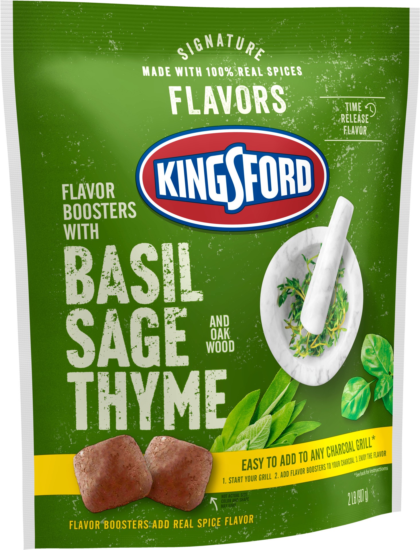 slide 4 of 5, Kingsford Signature Flavors Flavor Boosters with Basil, Sage and Thyme, 2 Pounds, 2 lb