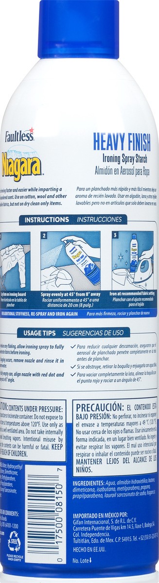 slide 9 of 12, Faultless Niagara Heavy Finish Ironing Spray Starch 20 oz, 20 oz