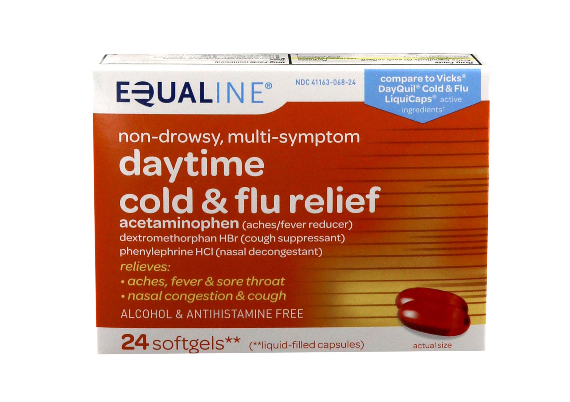 slide 1 of 1, Equaline Day Time Cold & Flu Relief, 24 ct