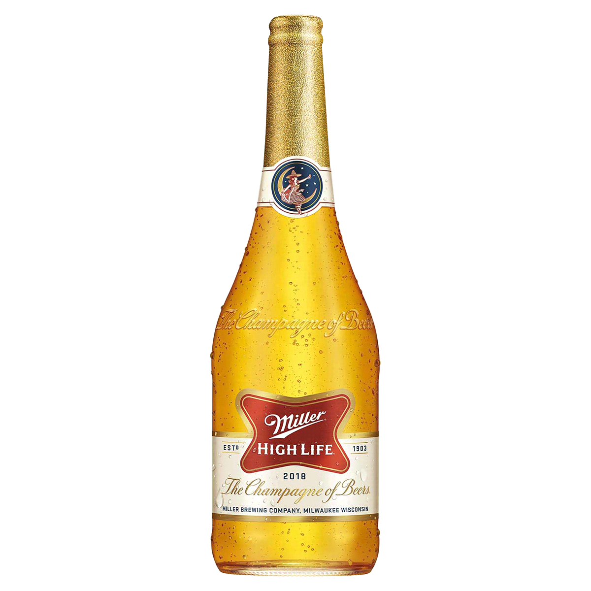 slide 1 of 1, Miller High Life American Lager Beer, Special Edition Champagne Bottle, 750 ml