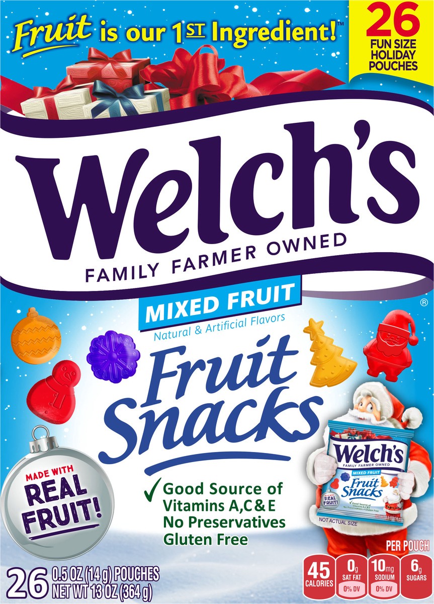 slide 4 of 7, Welch's Mixed Fruit Fruit Snacks 26ct Christmas Box, 26 ct