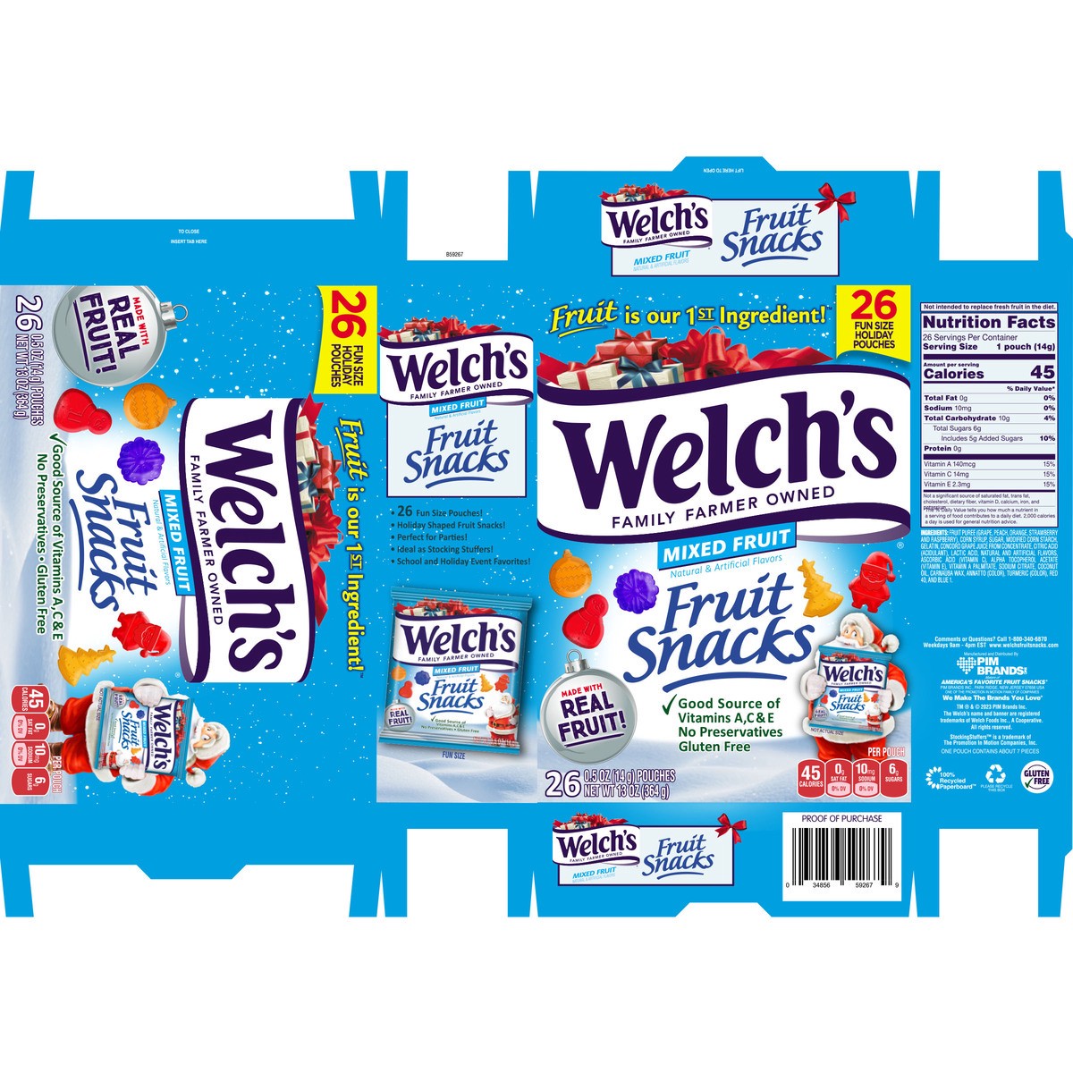 slide 5 of 7, Welch's Mixed Fruit Fruit Snacks 26ct Christmas Box, 26 ct