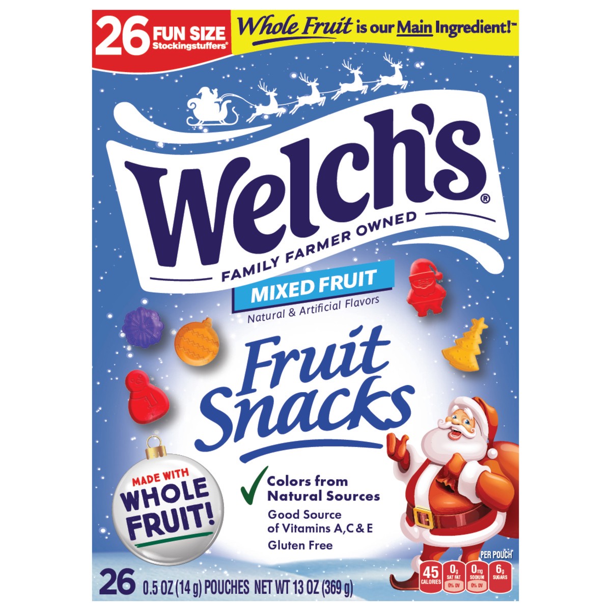 slide 1 of 7, Welch's Mixed Fruit Fruit Snacks 26ct Christmas Box, 26 ct