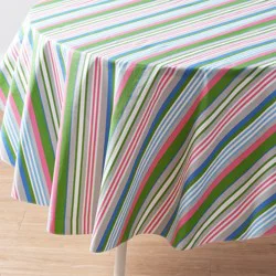 Meijer Corporate Seasonal Summer Peva Tablecloth, Stripe Green, 60 In Round