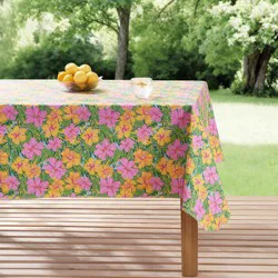 Meijer Corporate Seasonal Summer Peva Tablecloth, Hibiscus, 60 In X 84 In