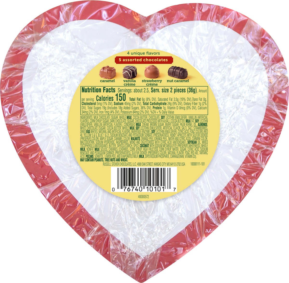 slide 8 of 8, WHITMAN'S SAMPLER Valentine's Day Red Floral Heart Assorted Milk & Dark Chocolate Gift Box, 3.1 oz. (5 pieces), 5 ct