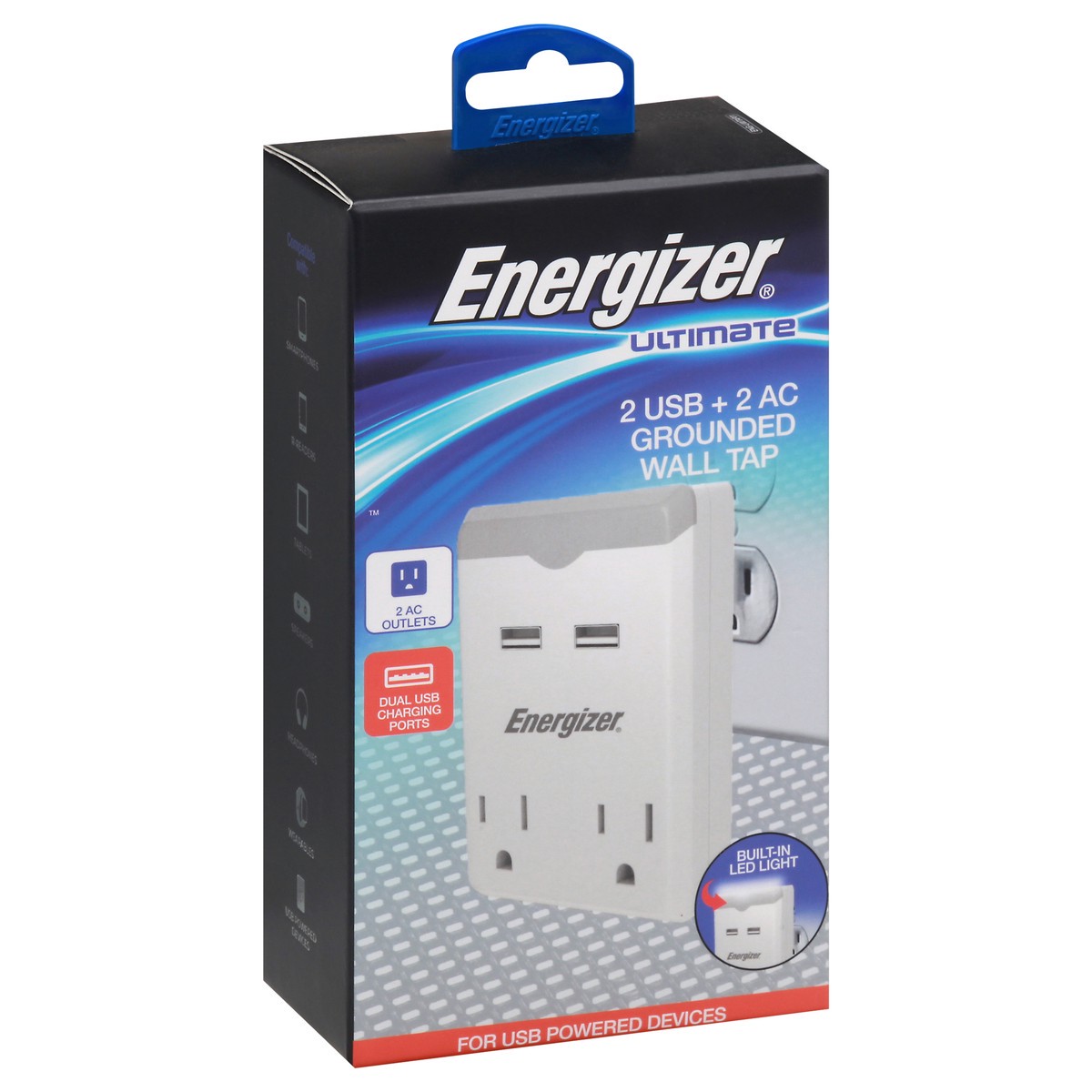 slide 6 of 11, Energizer White 3-Outlet Dual USB Grounded Wall Tap, 1 ct