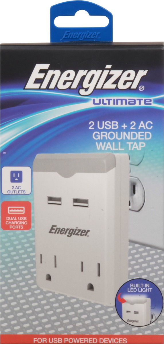 slide 3 of 11, Energizer White 3-Outlet Dual USB Grounded Wall Tap, 1 ct