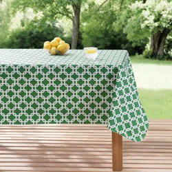 Meijer Corporate Seasonal Summer Peva Tablecloth, Geo Green, 60 in x 84 in