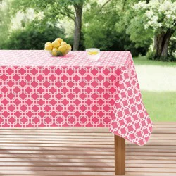 Meijer Corporate Seasonal Summer Peva Tablecloth, Geo Pink, 60 in x 84 in