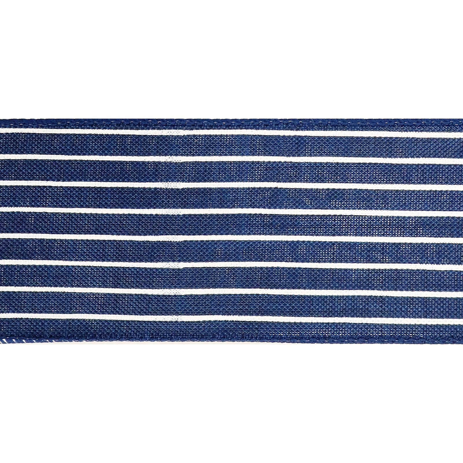 slide 4 of 4, 2.5" X 25ft. Faux Linen Wired Pinstripe Ribbon By Celebrate It Decor, 2.5 in x 25 ft