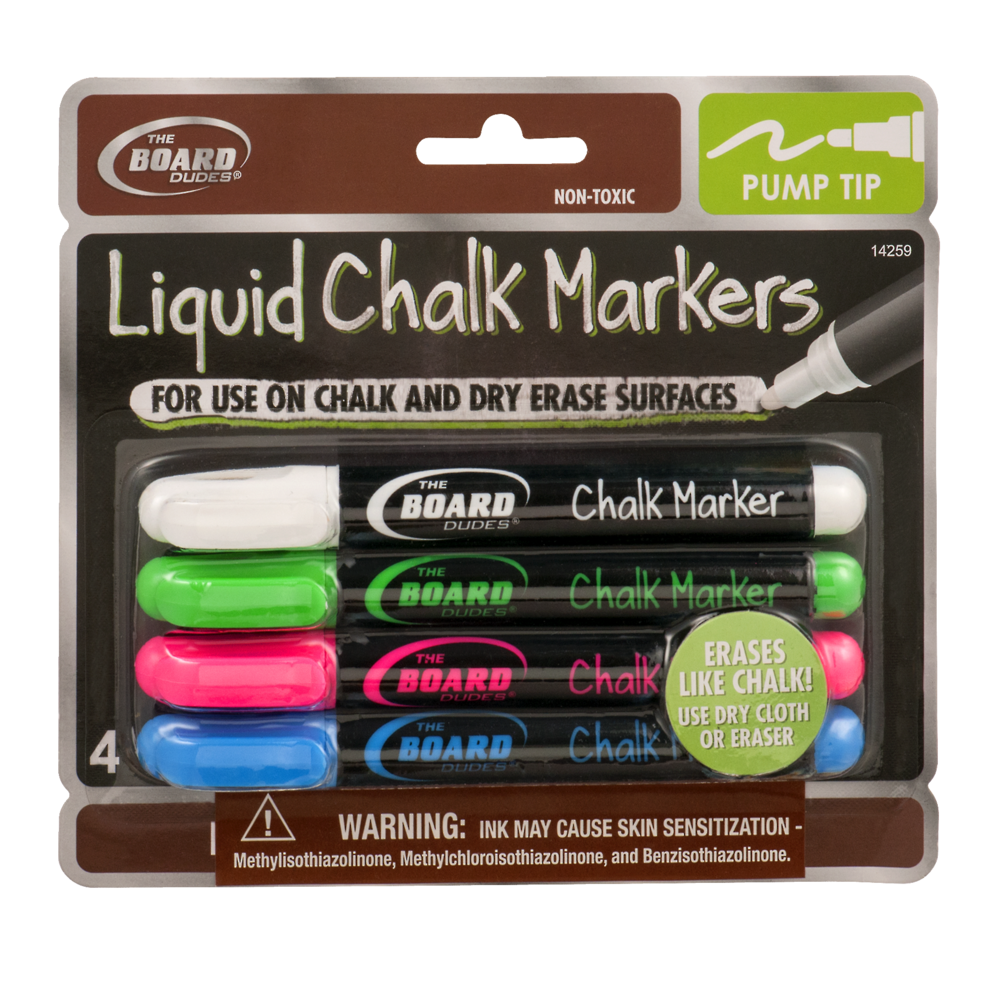 slide 1 of 1, The Board Dudes Liquid Chalk Markers, 4 ct