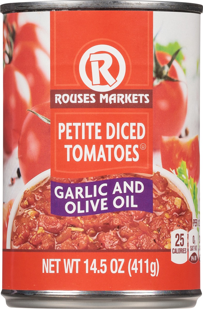slide 6 of 9, Rouses Markets Diced Petite Garlic and Olive Oil Tomatoes 14.5 oz, 14.5 oz