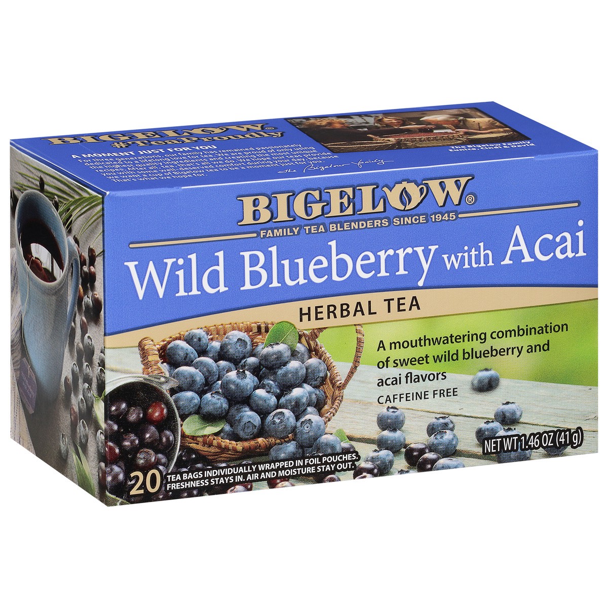 slide 9 of 10, Bigelow Tea Bags Caffeine Free Wild Blueberry with Acai Herbal Tea - 20 ct, 20 ct