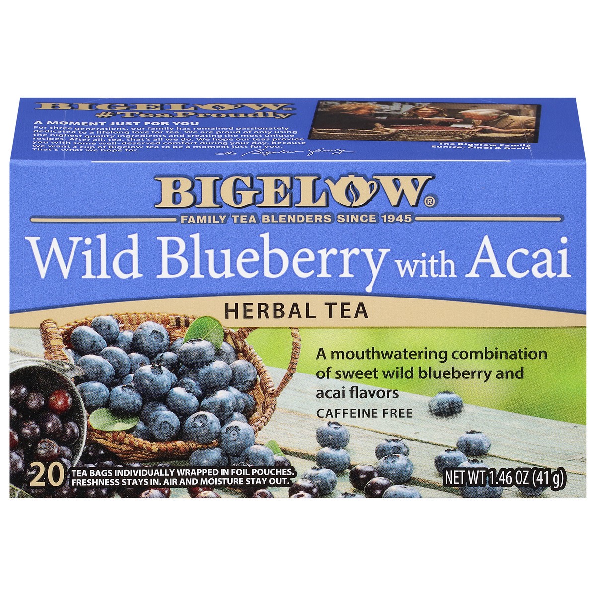 slide 1 of 10, Bigelow Tea Bags Caffeine Free Wild Blueberry with Acai Herbal Tea - 20 ct, 20 ct