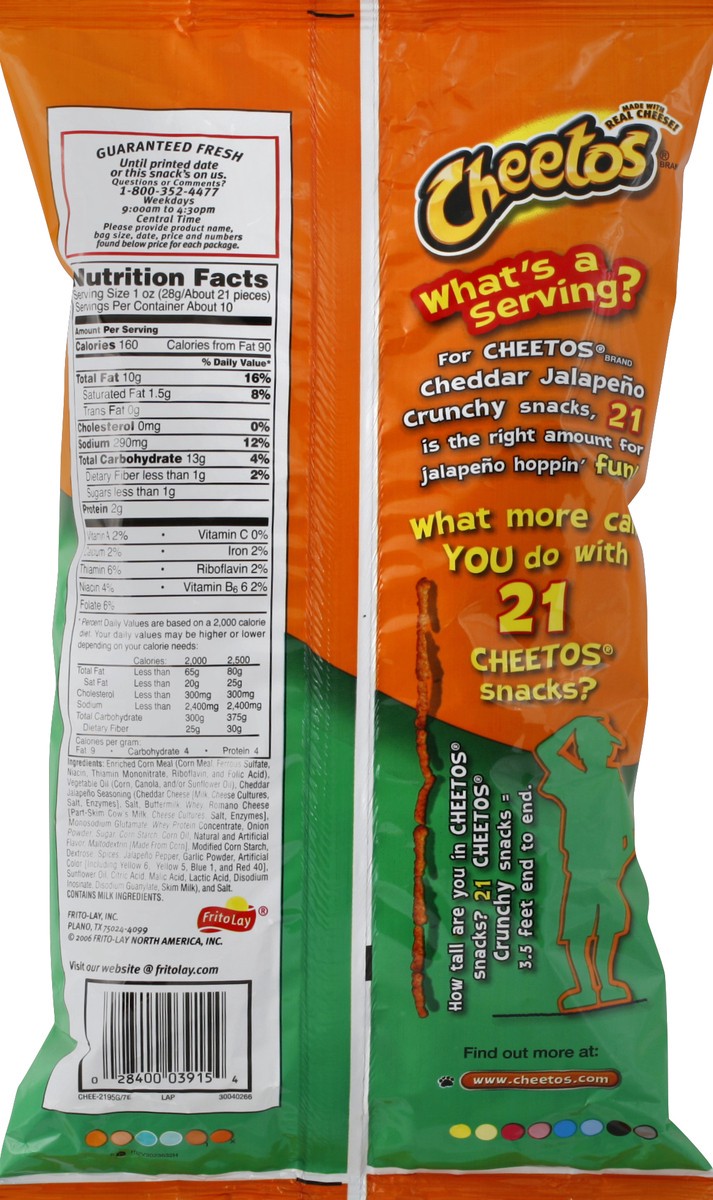 slide 6 of 6, Cheetos Cheese Flavored Snacks Crunchy Cheddar Jalapeno, 9.75 oz