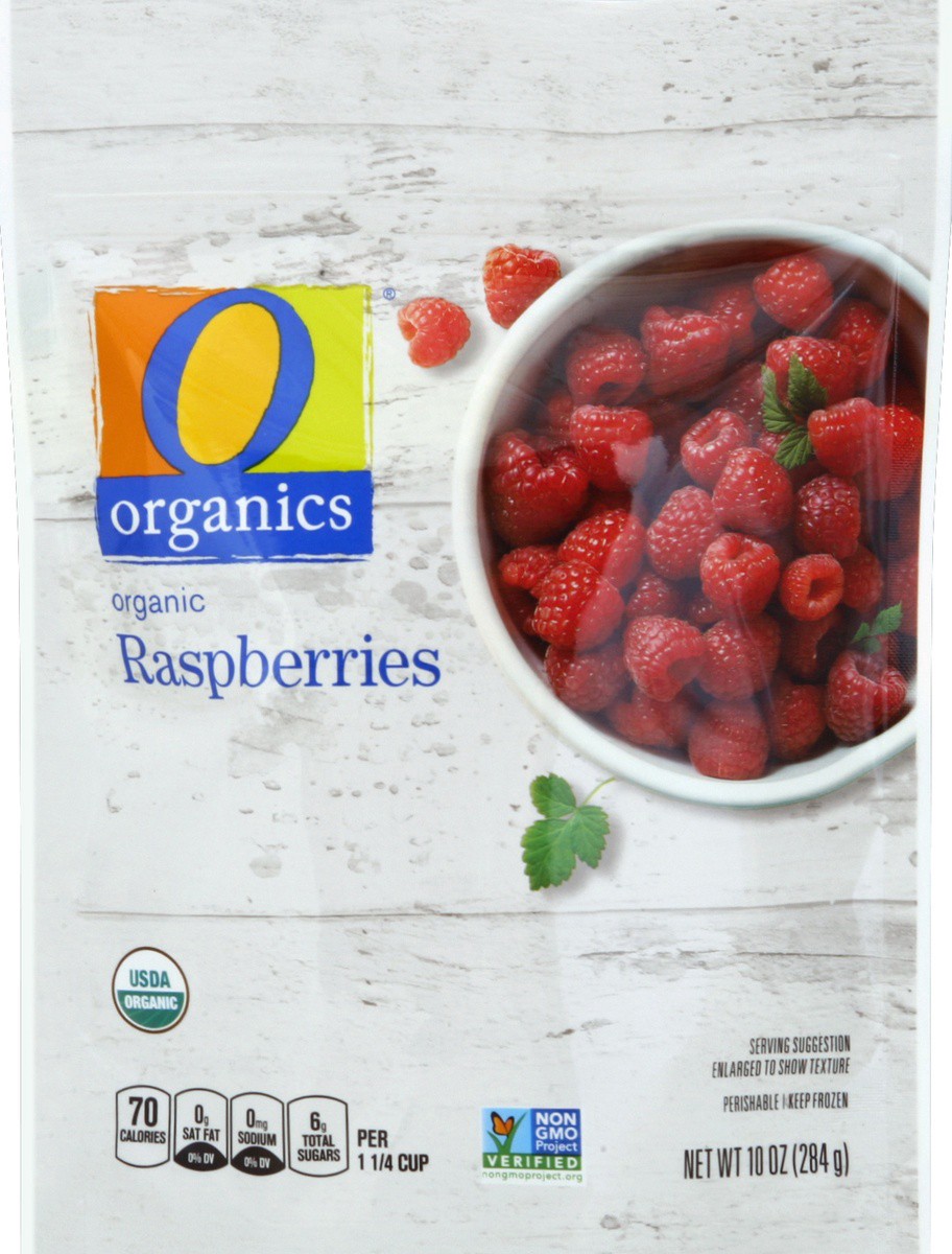 slide 2 of 2, O Organics Raspberries, 10 oz