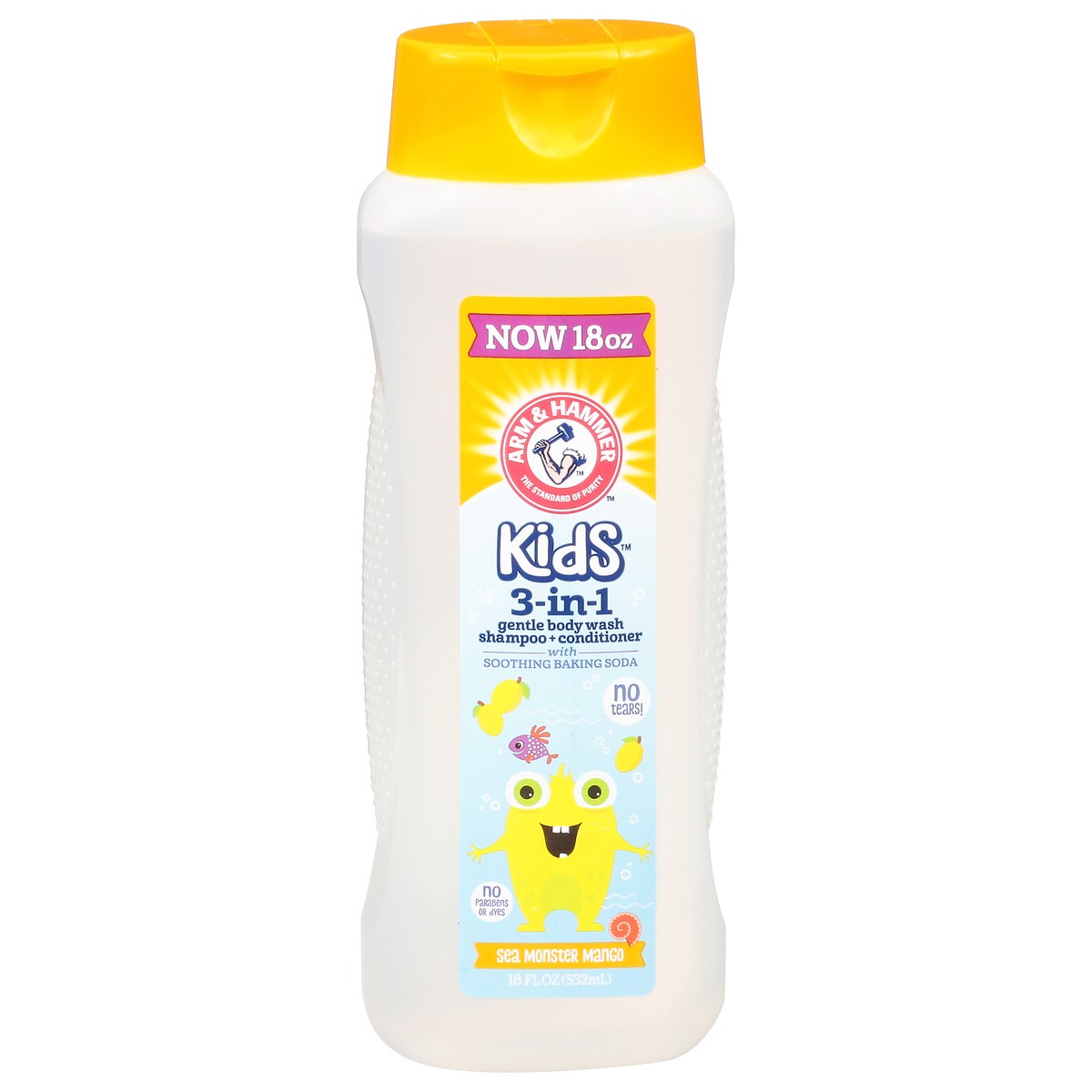 slide 7 of 12, ARM & HAMMER Kids Sea Monster Mango 3 in 1 Gentle Body Wash Shampoo + Conditioner 18 fl oz, 18 fl oz