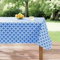 Meijer Corporate Seasonal Summer Peva Tablecloth, Geo Blue, 60 in x 84 in