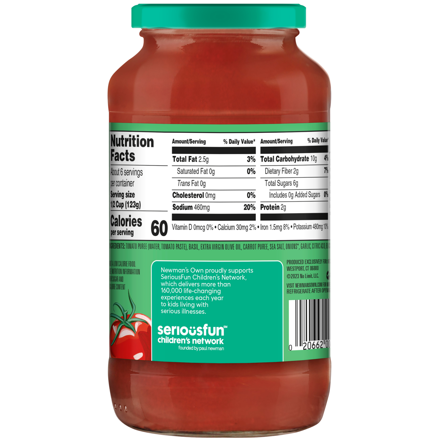 slide 2 of 2, Newman's Own Tomato & Basil Pasta Sauce 24 oz, 24 oz