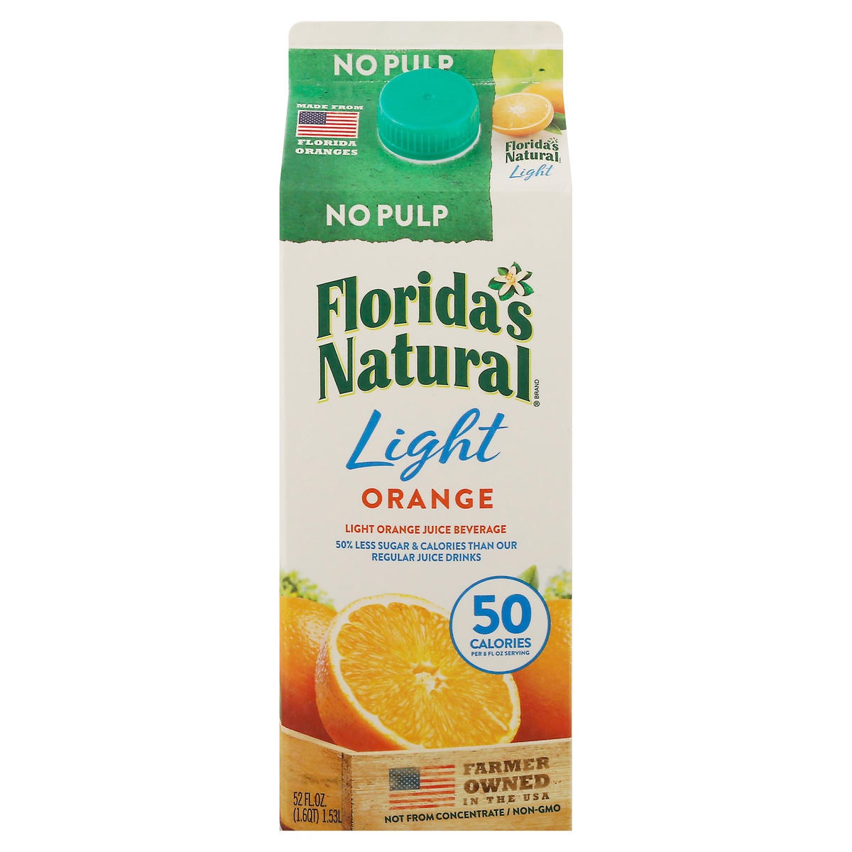 slide 1 of 1, Florida's Natural Orange Juice Beverage, Light, No Pulp, 52 fl oz