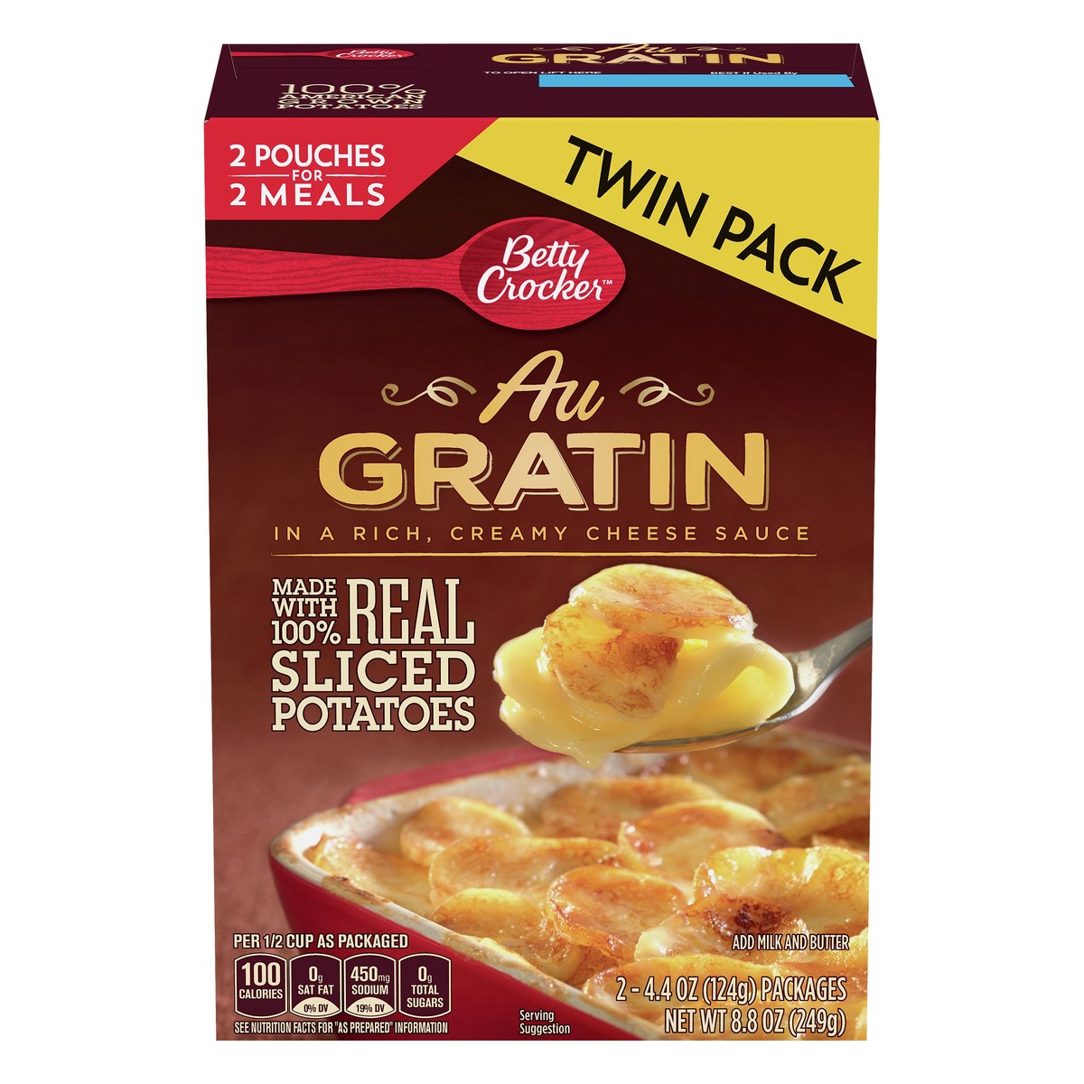 slide 1 of 2, Betty Crocker Au Gratin Potatoes, Made with Real Cheese, Twin Pack, 8.8 oz., 8.8 oz
