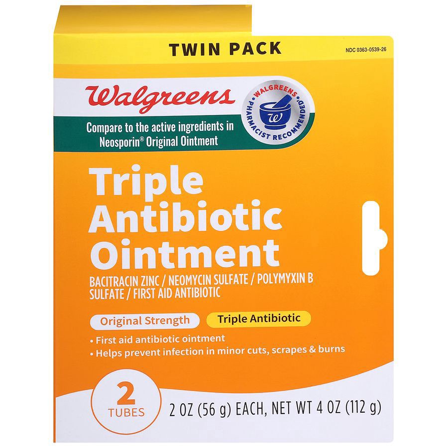 slide 1 of 5, Walgreens Triple Antibiotic Ointment Original Strength, 2 ct; 2 oz