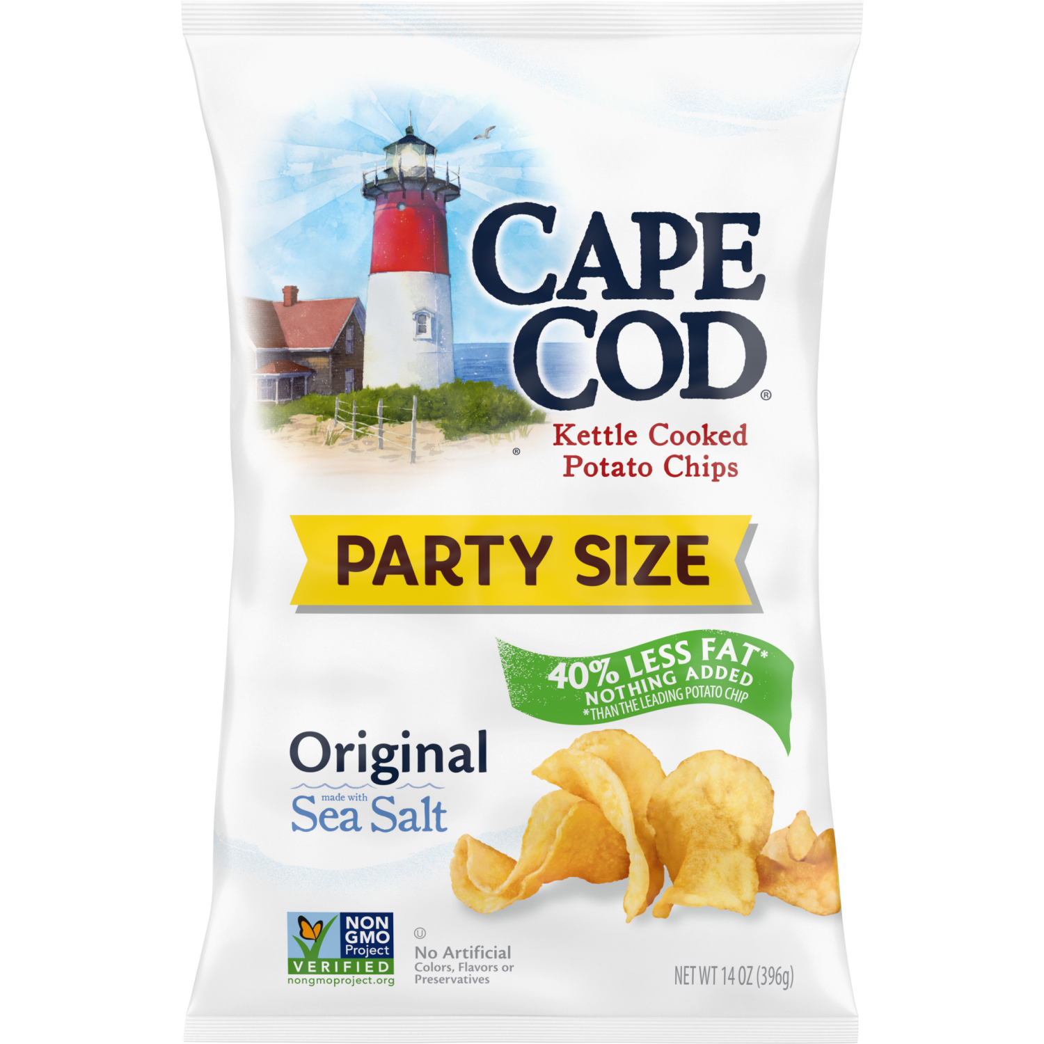 slide 1 of 6, Cape Cod Less Fat Original Chips, 14.000 oz