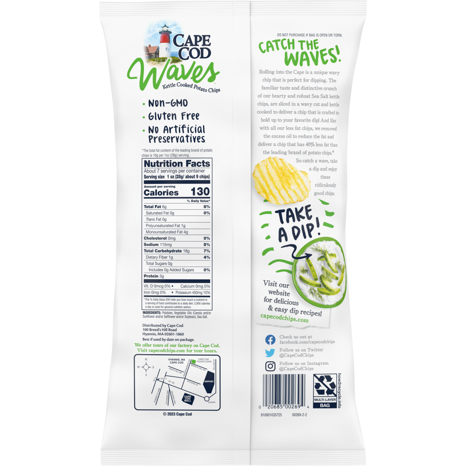 slide 3 of 6, Cape Cod Less Fat Sea Salt Chips, 7.500 oz