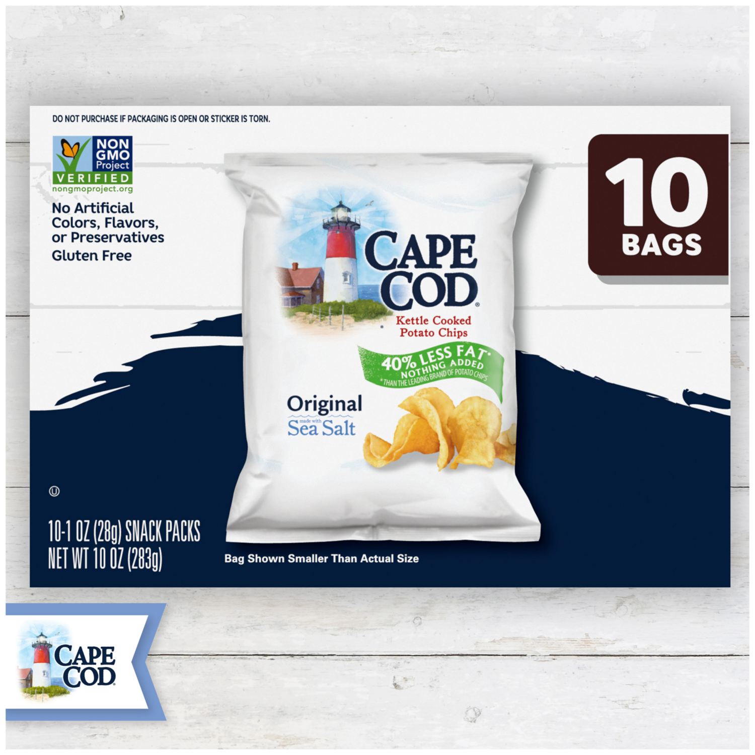slide 6 of 6, Cape Cod Less Fat Original Chips, 10.000 oz