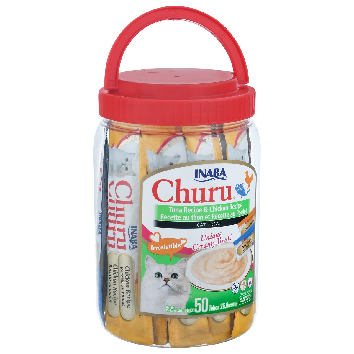 slide 5 of 9, Churu Tuna Recipe/Chicken Recipe Cat Treat 50 - 0.5 oz Tubes, 50 ct
