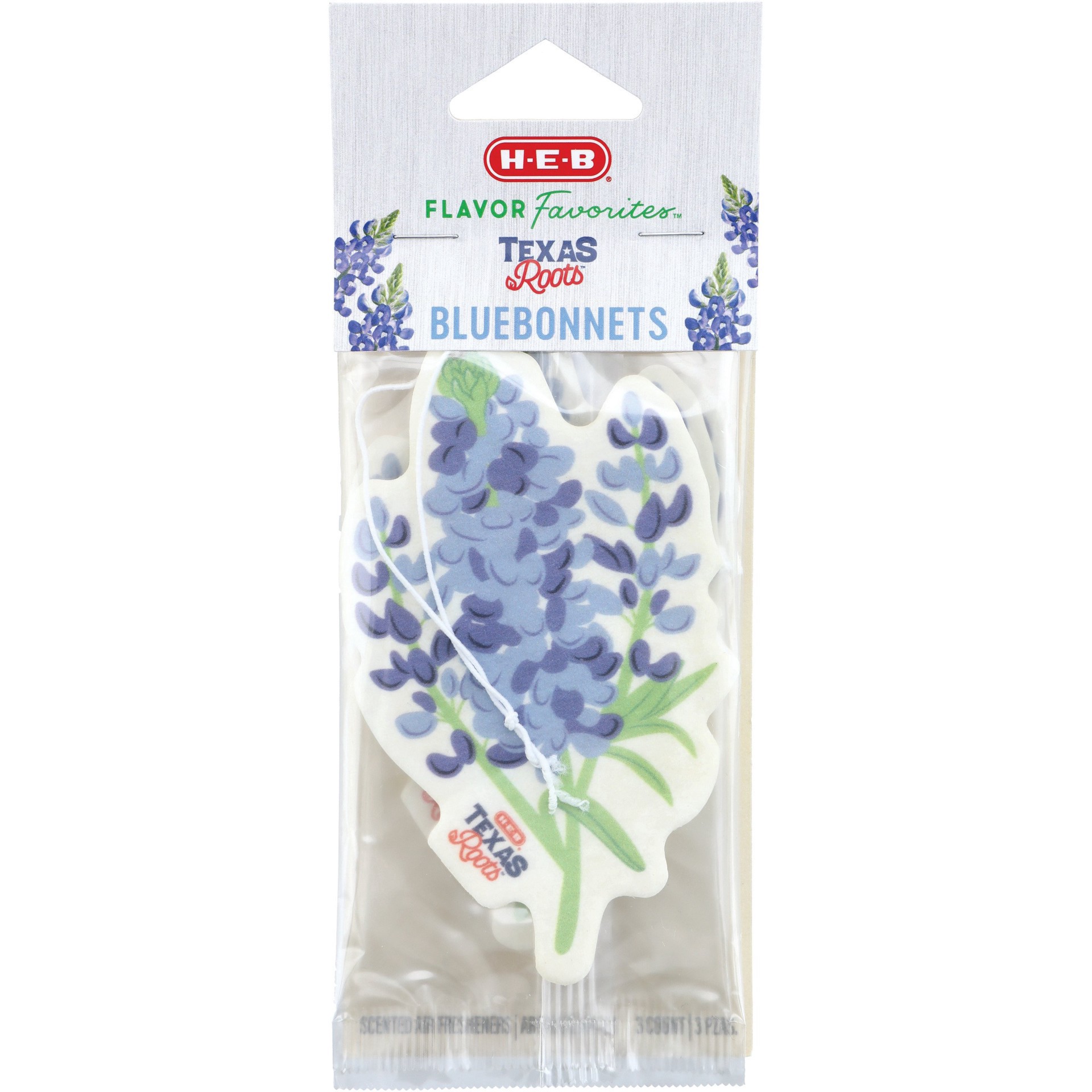 slide 1 of 1, H-E-B Flavor Favorites Car Air Fresheners - Texas Roots Bluebonnets, 3 ct