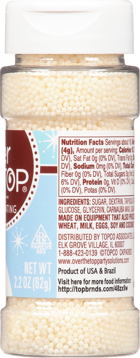 slide 6 of 16, Over The Top Decorating Simply White Non-Pareils 2.2 oz, 2.2 oz