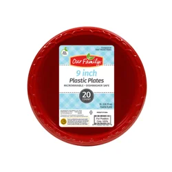 Our Family Plate Plastic 9" Red
