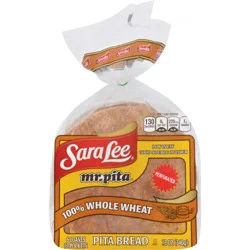 Sara Lee Mr. Pita Whole Wheat Pita Bread, 6 count, Pita Bread, 12 oz Bag
