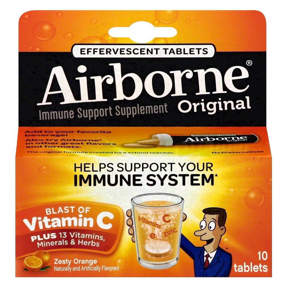 slide 22 of 98, Airborne Effervescent Immune Support Supplement Blast of Vitamin C Zesty Orange, 10 ct