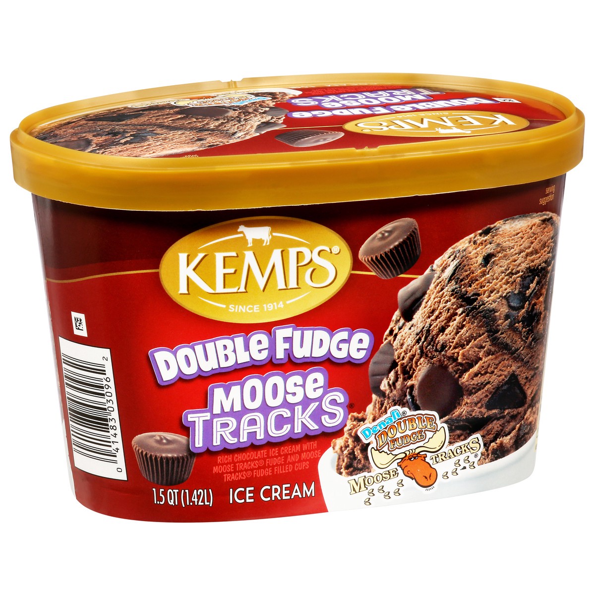 slide 9 of 9, Kemps Double Fudge Moose Tracks Ice Cream 1.5 Quart, 1.5 qt
