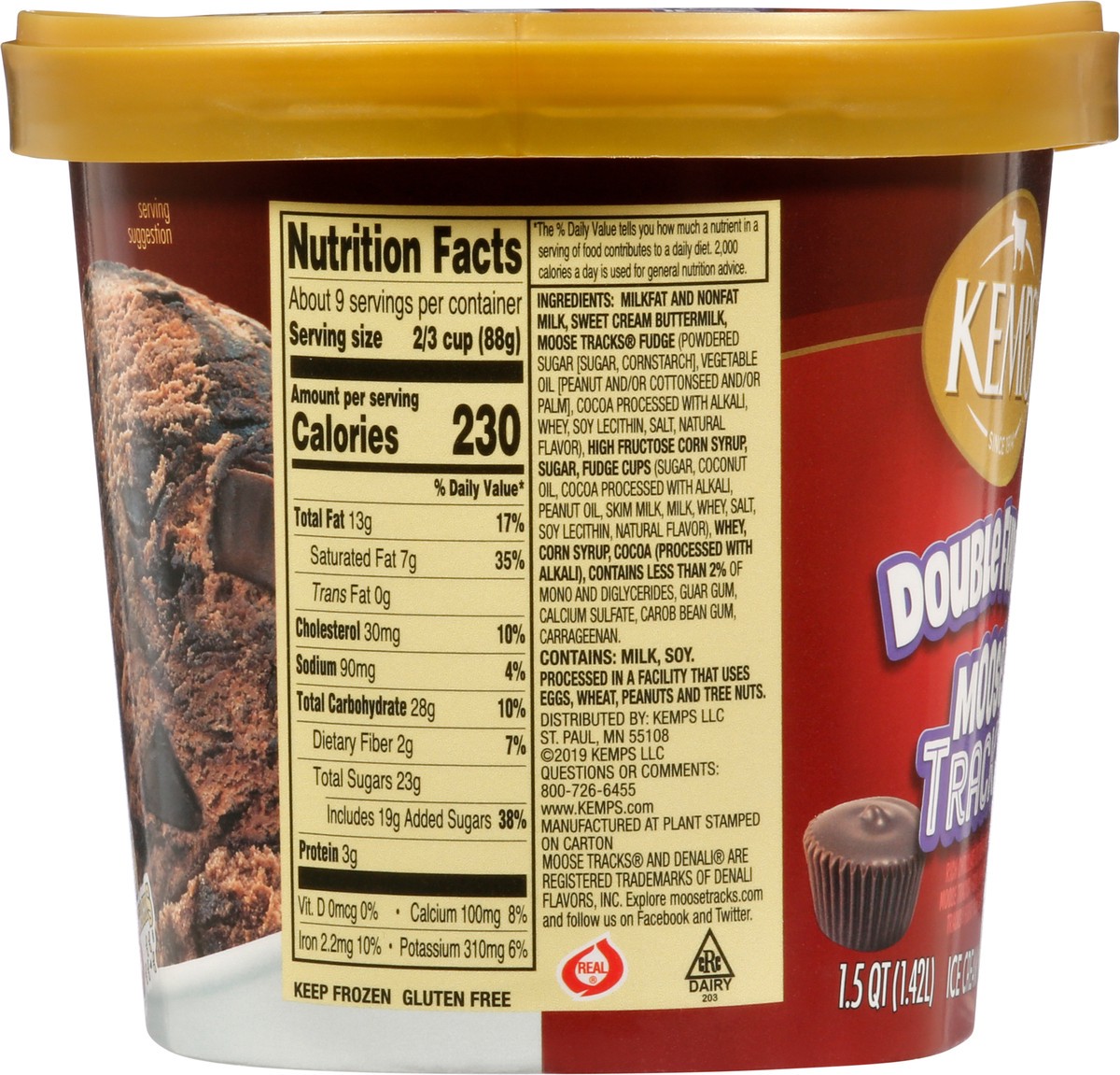 slide 7 of 9, Kemps Double Fudge Moose Tracks Ice Cream 1.5 Quart, 1.5 qt