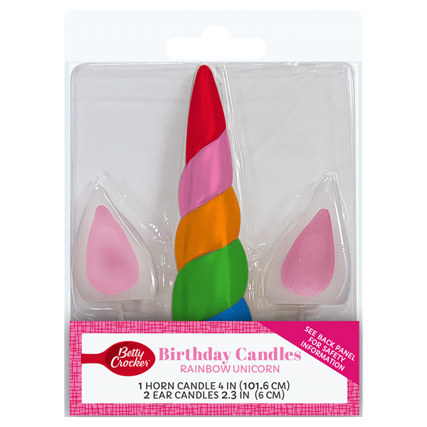 slide 1 of 1, Betty Crocker Rainbow Unicorn Birthday Candles, 3 ct