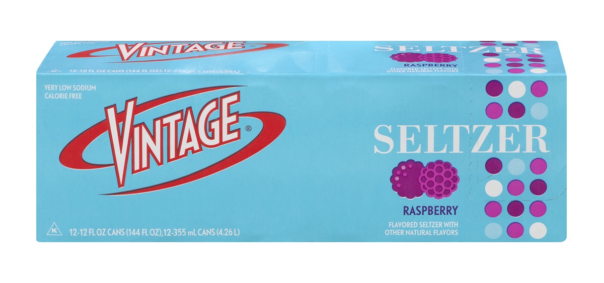 slide 1 of 1, Vintage Seltzer - Raspberry, 12 ct; 12 fl oz