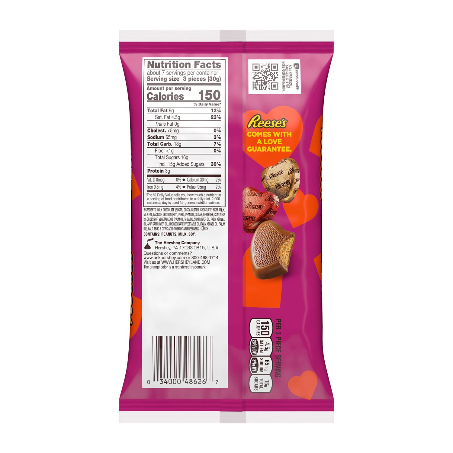 slide 2 of 2, Reese's Milk Chocolate Peanut Butter Creme Hearts Candy, Valentine's Day, 7.4 oz, Bag, 7.4 oz