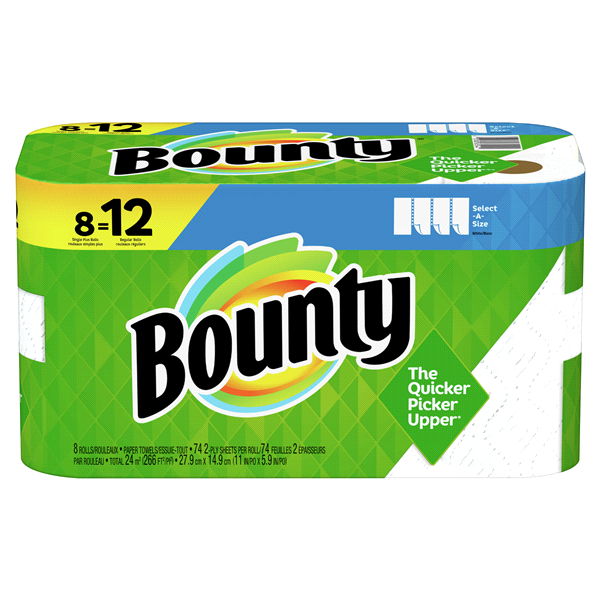 slide 1 of 5, Bounty Select-A-Size Paper Towels, Single Plus Rolls, 8 ct